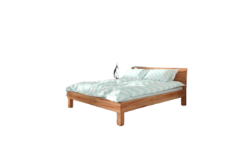 Bett Ringo 1 Sonderlänge 140x210 Kernbuche massiv Holzkopfteil und Holzbeine