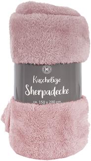 Sherpadecke Sofadecke Kuscheldecke Wolldecke Mint 150x200cm Rosa