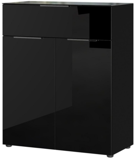 Lomadox Kommode OXFORD-01, Kommode Schrankkommode Anrichte Glasfront 83cm breit in schwarz