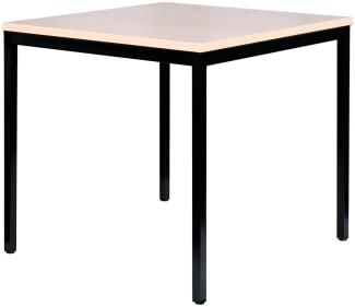 Schreibtisch Profi Besprechungstisch Büromöbel Verkaufstisch Computertisch 80x80 cm RAL 9005 Tiefschwarz/Ahorn-Dekor 331012
