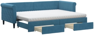 vidaXL Tagesbett Ausziehbar mit Schubladen Blau 80x200 cm Samt 3197835