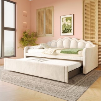 Ulife Daybett Polsterbett Elegantes Tagesbett Schlafsofa mit LED-Beleuchtung, mit ausziehbarem Bett, 90x200cm(180x200cm)