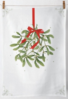 Ambiente® Geschirrtuch Mistletoe with bow, (1-tlg, 1-teilig), Geschirrtücher ca. 50x70 cm Baumwolle