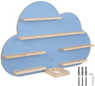 tectake® Holz Regal mit Magnetstreifen für Wand Montage, Tonieregal, Wandregal für's Kinderzimmer, Aufbewahrung Musikbox, für Tonies Tonie Hörfiguren und Toniebox - blau