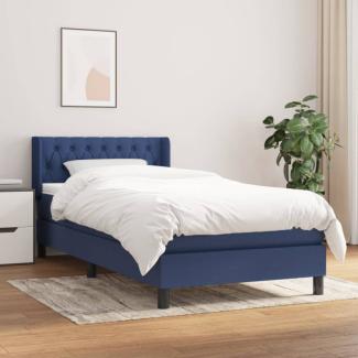 vidaXL Boxspringbett mit Matratze Blau 90x190 cm Stoff 3129919
