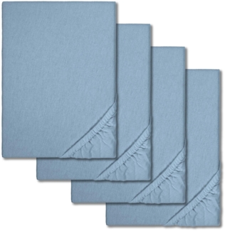 Spannbettlaken Winterflausch blau 140 x 190 - 160 x 200 cm im 4er-Pack