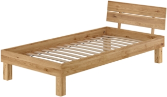 Schönes Massivholzbett Einzelbett 90x200 Eiche geölt Zubehör wählbar V-60.88-09Federleisten
