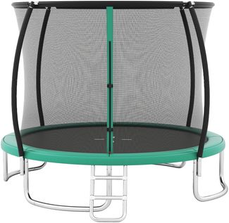 Trampolin outdoor mit Leiter Gartentrampolin rund mit Sicherheitsnetz Randabdeckung & Metallrahmen Ø366cm Grün