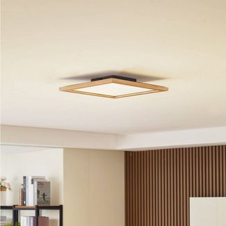 Lucande Deckenleuchten Joren, LED, Holz Farbwechsel warmweiß / tageslicht IP20 mit Fernbedienung, LED 18 W gesamt, Farbwechsel warmweiß / tageslicht