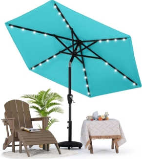 Sonnenschirm MasterCanopy Solar-LED Gartenschirm, Türkis 230cm