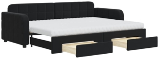 Tagesbett Ausziehbar mit Schubladen und Matratze Schwarz 80x200 cm Samt 3196998