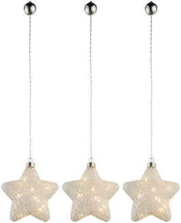 3er Set LED Stern, Hängelampe, Glas weiß, B15 cm