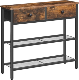 HOOBRO Schmaler Konsolentisch mit Schublade und Ablage Vintagebraun-Schwarz