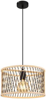 Hängeleuchte, Metall, schwarz matt, Bambus, H 150 cm