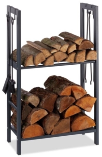 Kaminholzregal mit 2 Ablagen