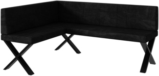 MEBLINI Eckbank für Esszimmer - Küchenbank - Essecke - Sitzecke Küche - PETER - X-Beine 128x168x87cm Links - Schwarz Samt