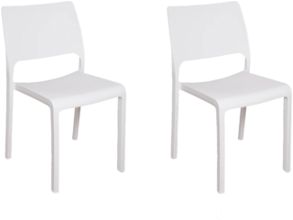 Dmora 2er-Set Gartenstühle Cereseto, Gartensitz, Für drinnen und draußen, Stapelbar, Made in Italy, 47x53 h82 cm, Weiß