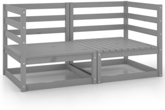vidaXL Garten-Ecksofas 2 Stk. Grau Massivholz Kiefer 805677