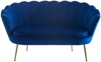 Muschelsofa Dunkelblau 180 x 76 cm Samt mit Metallbeinen in Chrom Goldfarben