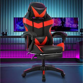 WILGOON Gaming-Stuhl Gaming Chair Ergonomischer Bürostuhl mit Fußstütze, Kopfstütze, Gamer Stuhl mit Lendenkissen,Maximale Belastung 150 kg,360° drehbar