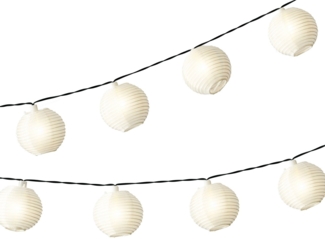 Lumineo LED Solarleuchte, Dauerlicht, warmweiß, LED Solar Lichterkette Lampions 3,5m Nylon Warmweiß