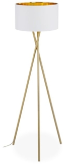 Dreibein Stehlampe in Weiß & Gold 10038881