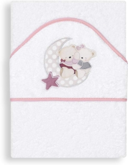 Interbaby 01145-12 Baby Kapuzenbadetuch OSITO AMOROSO, weiss e rosa, Rosa