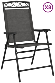 vidaXL Klappbare Gartenstühle 8 Stk. Graumeliert Stahl und Textilene 3157294