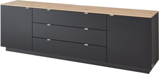 CORE TV-Sideboard in Schwarz, Artisan Eiche Optik - Moderner Fernsehschrank mit Schubladen und viel Stauraum - 240 x 77 x 44 cm (B/H/T)