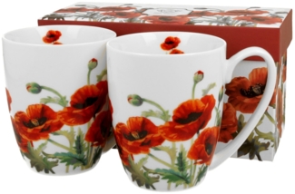 DUO FLORAL 2er-Set Becher 380 ml CLASSIC POPPIES New Bone China Porzellan