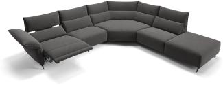 Sofanella Wohnlandschaft CUNEO Stoffsofa Sofagarnitur Couch in Dunkelgrau