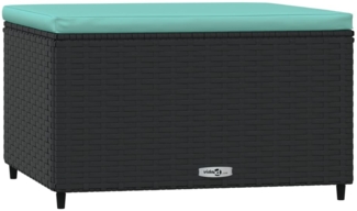 vidaXL Gartenhocker mit Kissen Schwarz Poly Rattan 319804