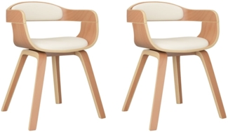 vidaXL Esszimmerstühle 2 Stk. Creme Bugholz und Kunstleder [3092380]