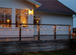 EGLO LED-Lichterkette Crispy ice white, LED Lichterkette für außen, Lichtervorhang Eisregen, 12 m