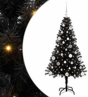 vidaXL Weihnachtsbaum mit 150 LEDs mit Ständer Schwarz 150 cm PVC 3396470