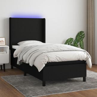 vidaXL Boxspringbett mit Matratze & LED Schwarz 90x190 cm Stoff 3138119