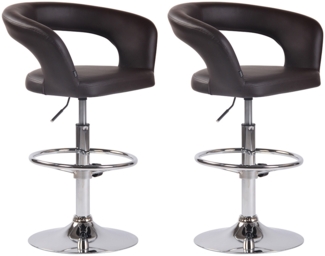CLP 2er Set Barhocker Jaen höhenverstellbar und drehbar,braun Kunstleder
