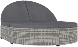 vidaXL Doppel-Sonnenliege mit Kissen Poly Rattan Grau 318161