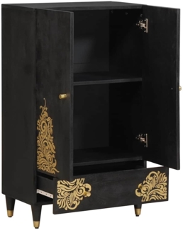vidaXL Highboard mit Regal Schwarz 60 x 33 x 100 cm Massivholz Mango 4018838