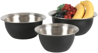 Schüssel-Set 3tlg schwarz Edelstahl Salatschüssel Backschüssel Schalenset