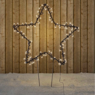 Mojawo Lichtervorhang XXL LED Metall Weihnachtsstern Gartenstecker warmweiß 140 LED's