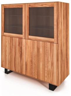 Anrichte Leeds Kernbuche massiv 132x50x143 Metallfußgestell Schwarz mit 4 Türen