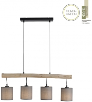 JUST LIGHT 15783-29 GREEN TRIBU Pendelleuchte taupe Stoffschirm 4-flammig