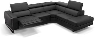 Sofanella Ecksofa MANZANO Funktionscouch Ledersofa Eckgarnitur in Schwarz