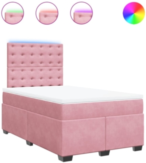 vidaXL Boxspringbett mit Matratze Rosa 120x200 cm Samt 3293199