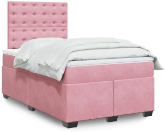 vidaXL Boxspringbett mit Matratze Rosa 120x200 cm Samt 3293199