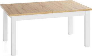 WFL GROUP Esstisch Lindberg ausziehbar verlängerbar rechteckig mit weißen Holzbeinen (MADE IN EU, XXL Groß– 120/140/150/160/200 cm ausziehbar auf 160/180/190/240/300 cm), platzsparender Tisch in Holzoptik für Küche, Esszimmer oder Wohnzimmer