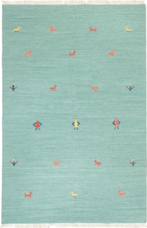 Morgenland Kelim Teppich - Trendy - 240 x 160 cm - türkis