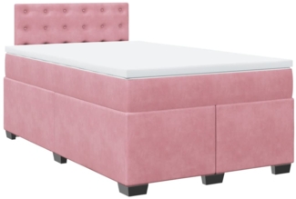 vidaXL Boxspringbett mit Matratze, Samt rosa, 120x200 cm