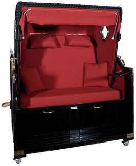 Strandkorb Mahagoni XL 2½ Sitzer Schwarz / Rot *Sonderedition*